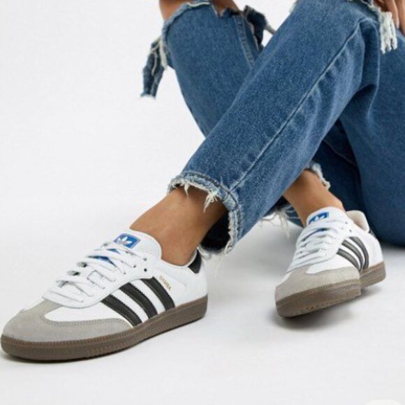 Adidas Samba White Navy Womens 6.5 - Picture 6 of 6